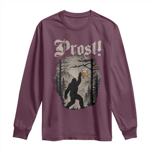 Oktoberfest Bigfoot Long Sleeve Shirt Vintage Forest Sasquatch Drinking Prost TS10 Maroon Print Your Wear