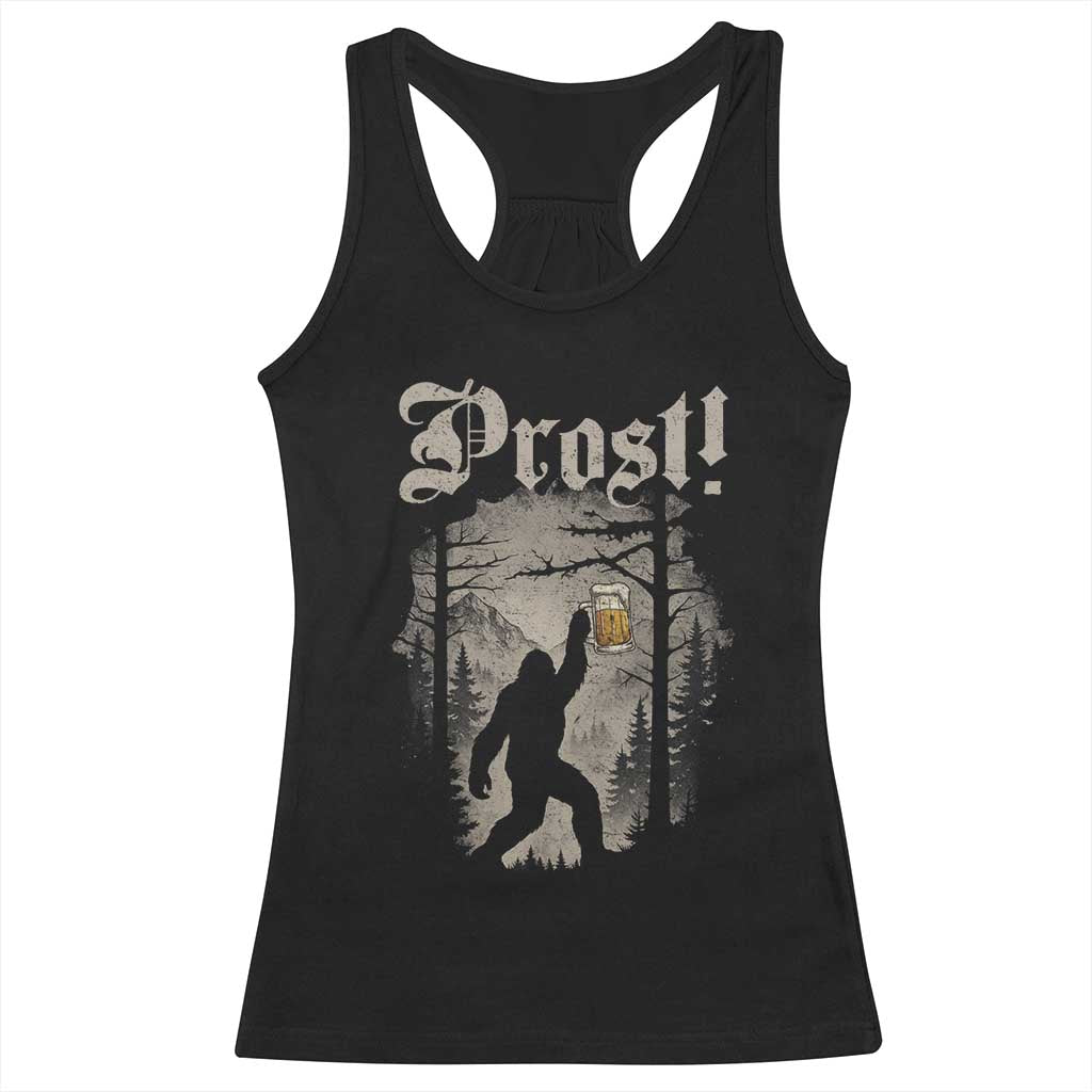 Oktoberfest Bigfoot Racerback Tank Top Vintage Forest Sasquatch Drinking Prost TS10 Black Print Your Wear