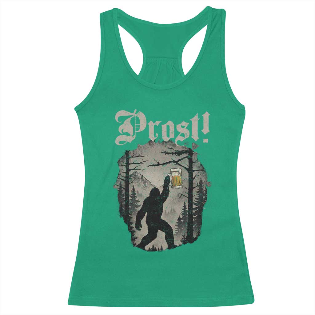 Oktoberfest Bigfoot Racerback Tank Top Vintage Forest Sasquatch Drinking Prost TS10 Irish Green Print Your Wear