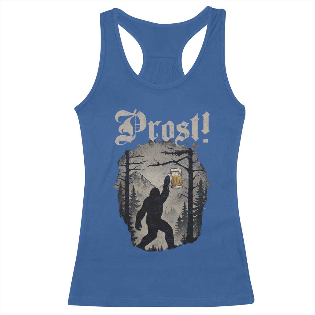 Oktoberfest Bigfoot Racerback Tank Top Vintage Forest Sasquatch Drinking Prost TS10 Royal Blue Print Your Wear