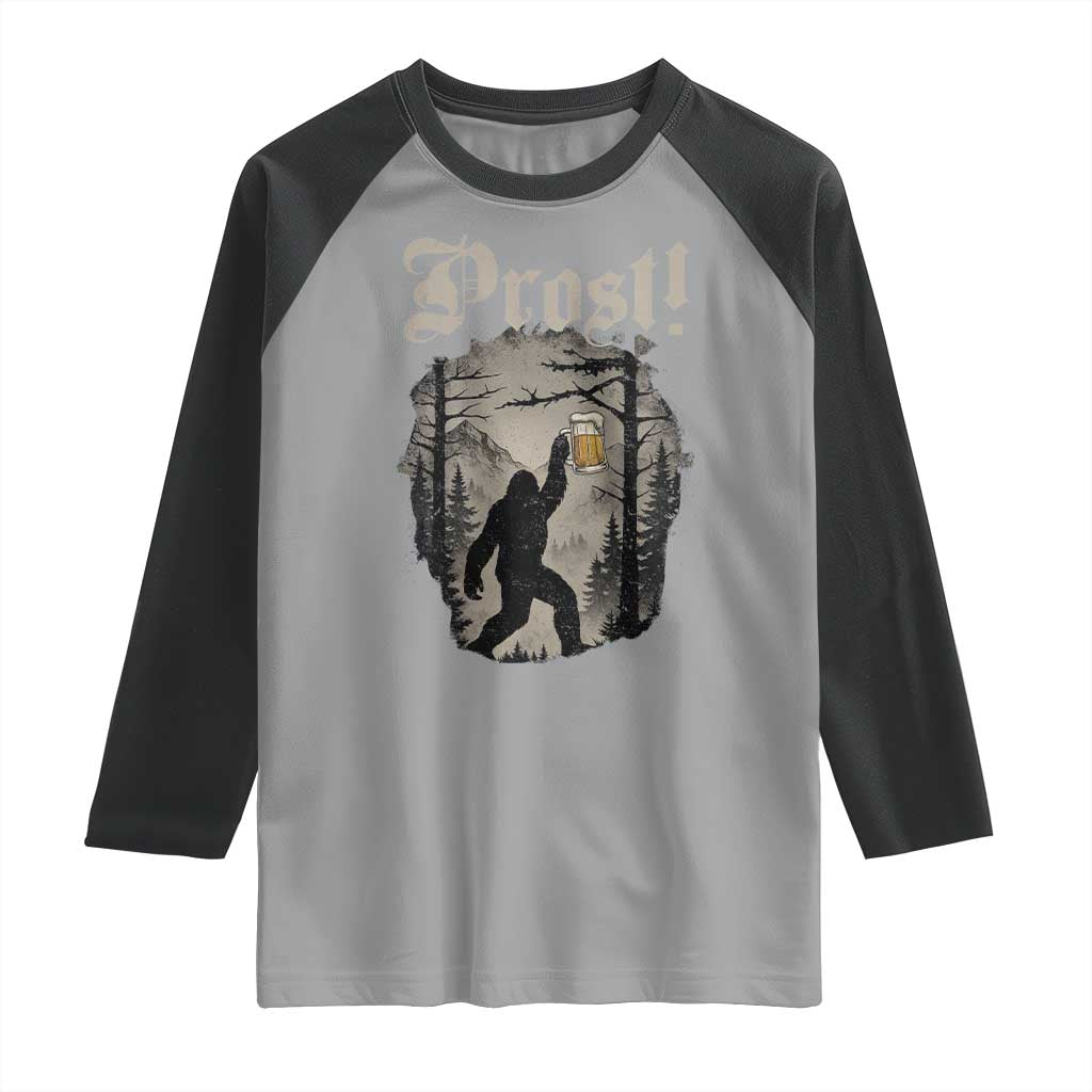 Oktoberfest Bigfoot Raglan Shirt Vintage Forest Sasquatch Drinking Prost TS10 Sport Gray Black Print Your Wear