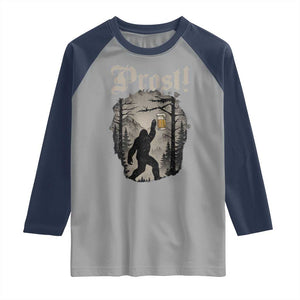 Oktoberfest Bigfoot Raglan Shirt Vintage Forest Sasquatch Drinking Prost TS10 Sport Gray Navy Print Your Wear