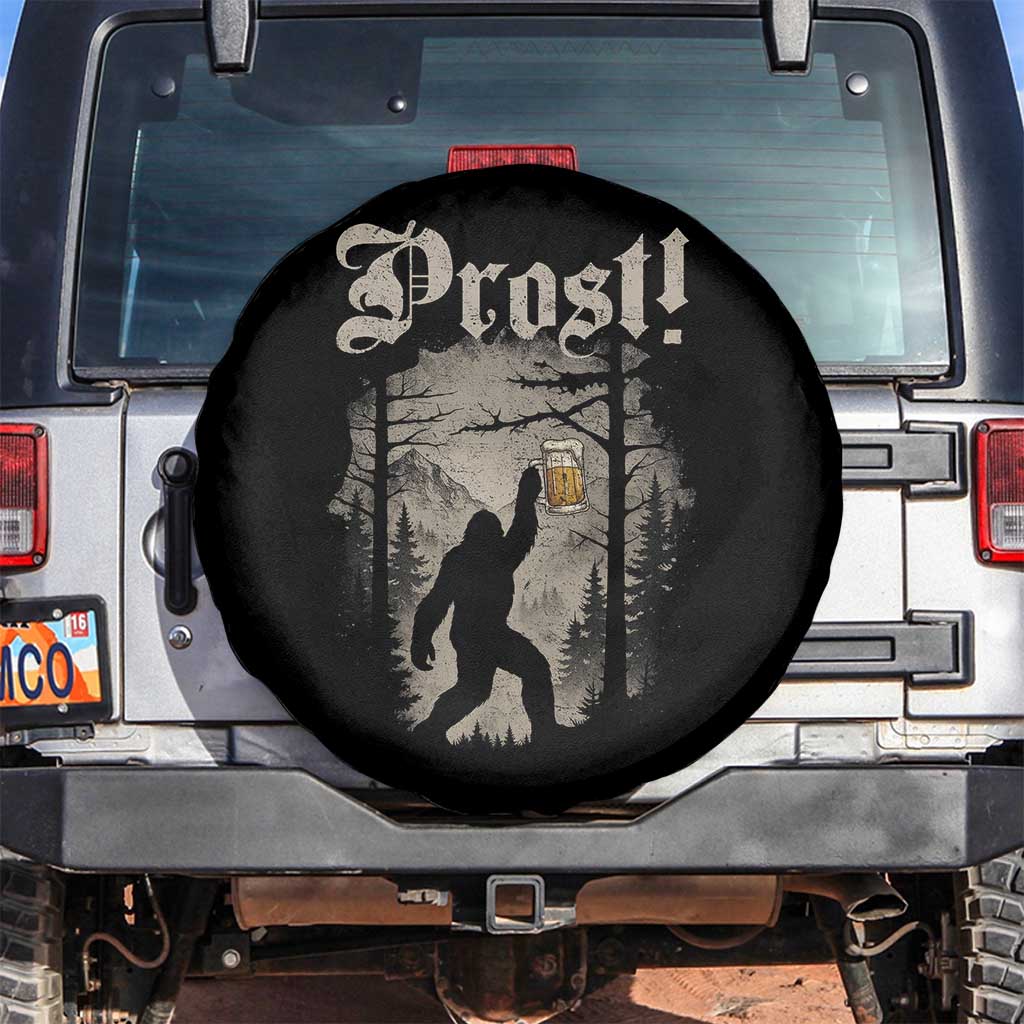 Oktoberfest Bigfoot Spare Tire Cover Vintage Forest Sasquatch Drinking Prost TS10 No hole Black Print Your Wear