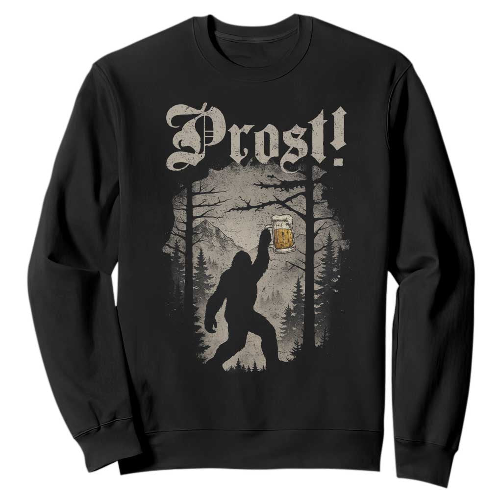 Oktoberfest Bigfoot Sweatshirt Vintage Forest Sasquatch Drinking Prost TS10 Black Print Your Wear