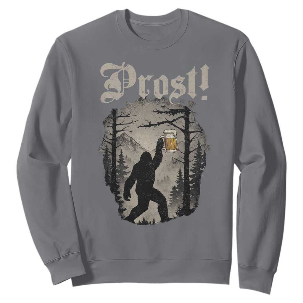 Oktoberfest Bigfoot Sweatshirt Vintage Forest Sasquatch Drinking Prost TS10 Charcoal Print Your Wear