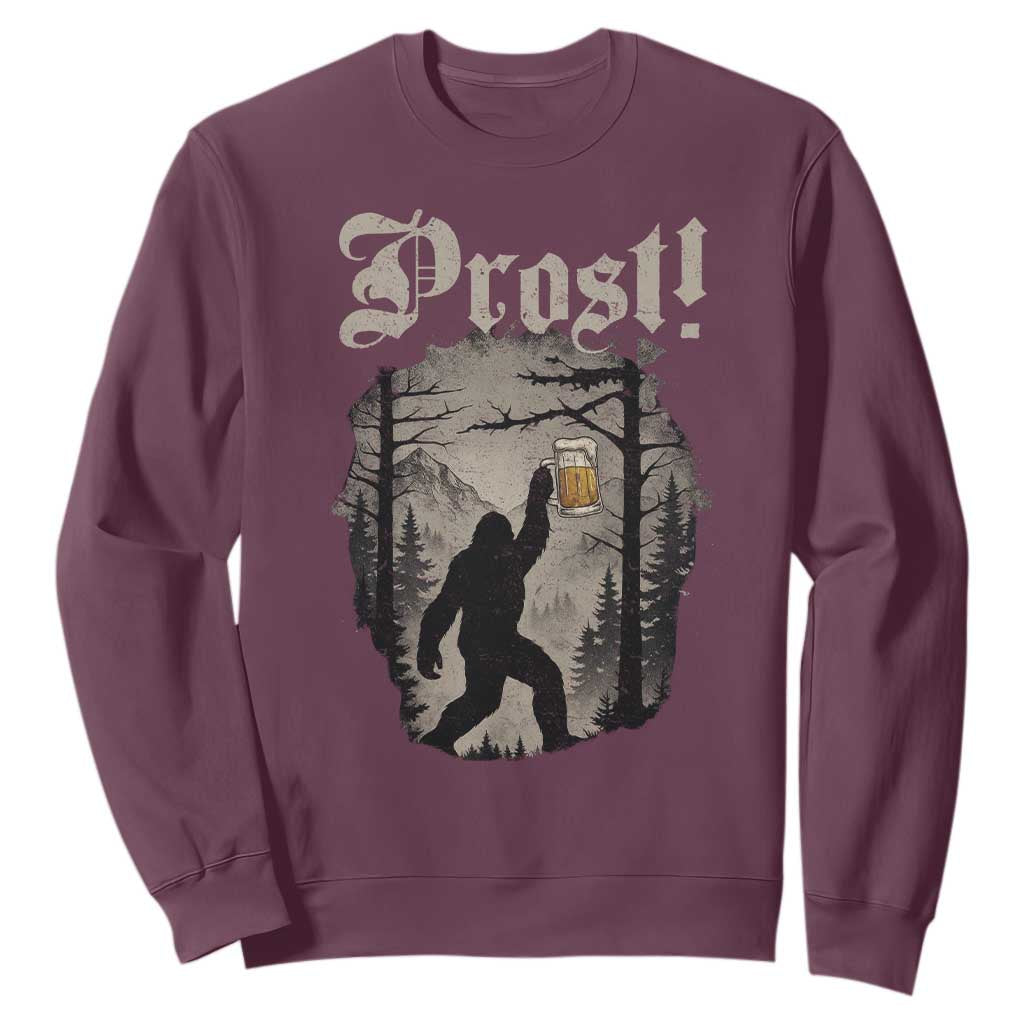 Oktoberfest Bigfoot Sweatshirt Vintage Forest Sasquatch Drinking Prost TS10 Maroon Print Your Wear
