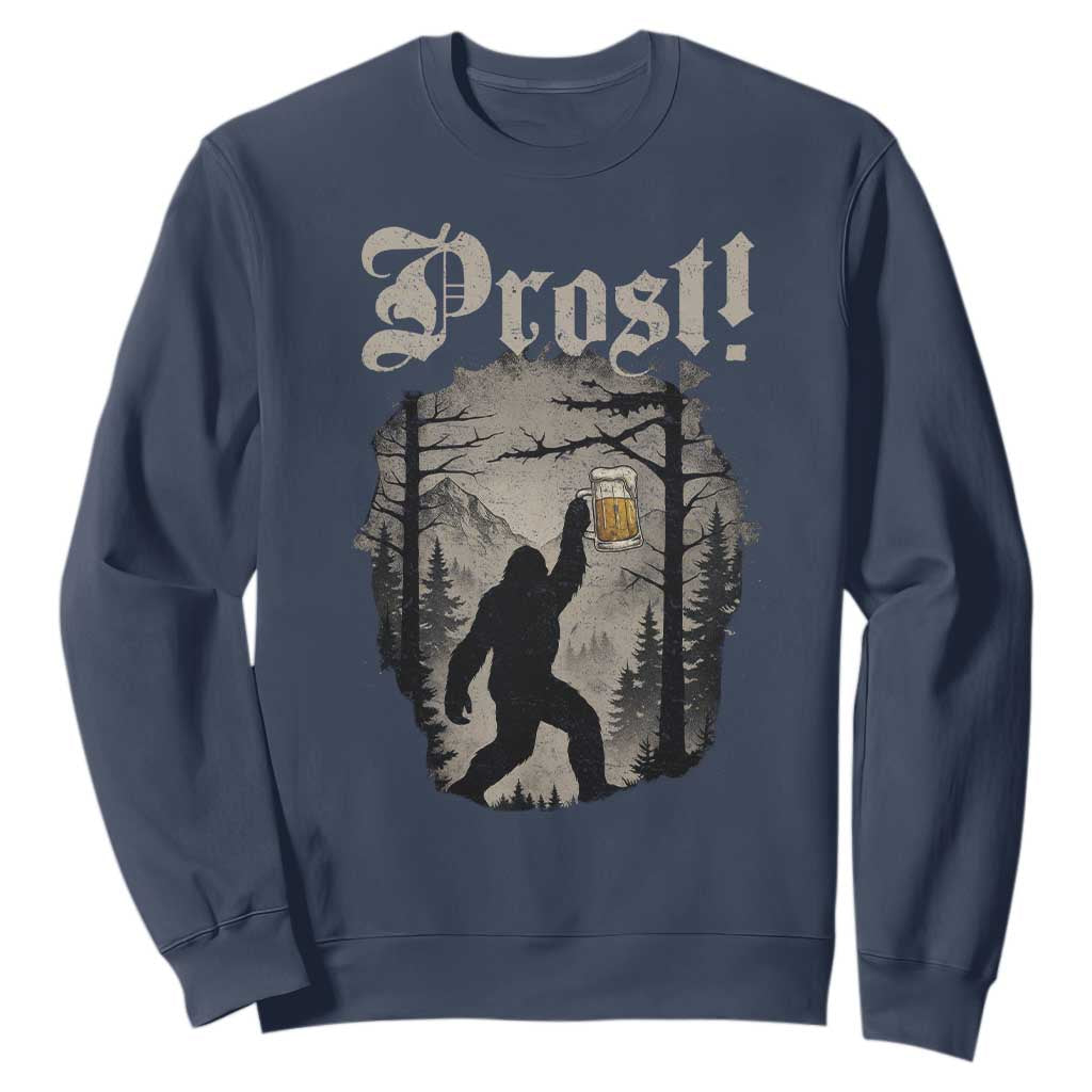 Oktoberfest Bigfoot Sweatshirt Vintage Forest Sasquatch Drinking Prost TS10 Navy Print Your Wear