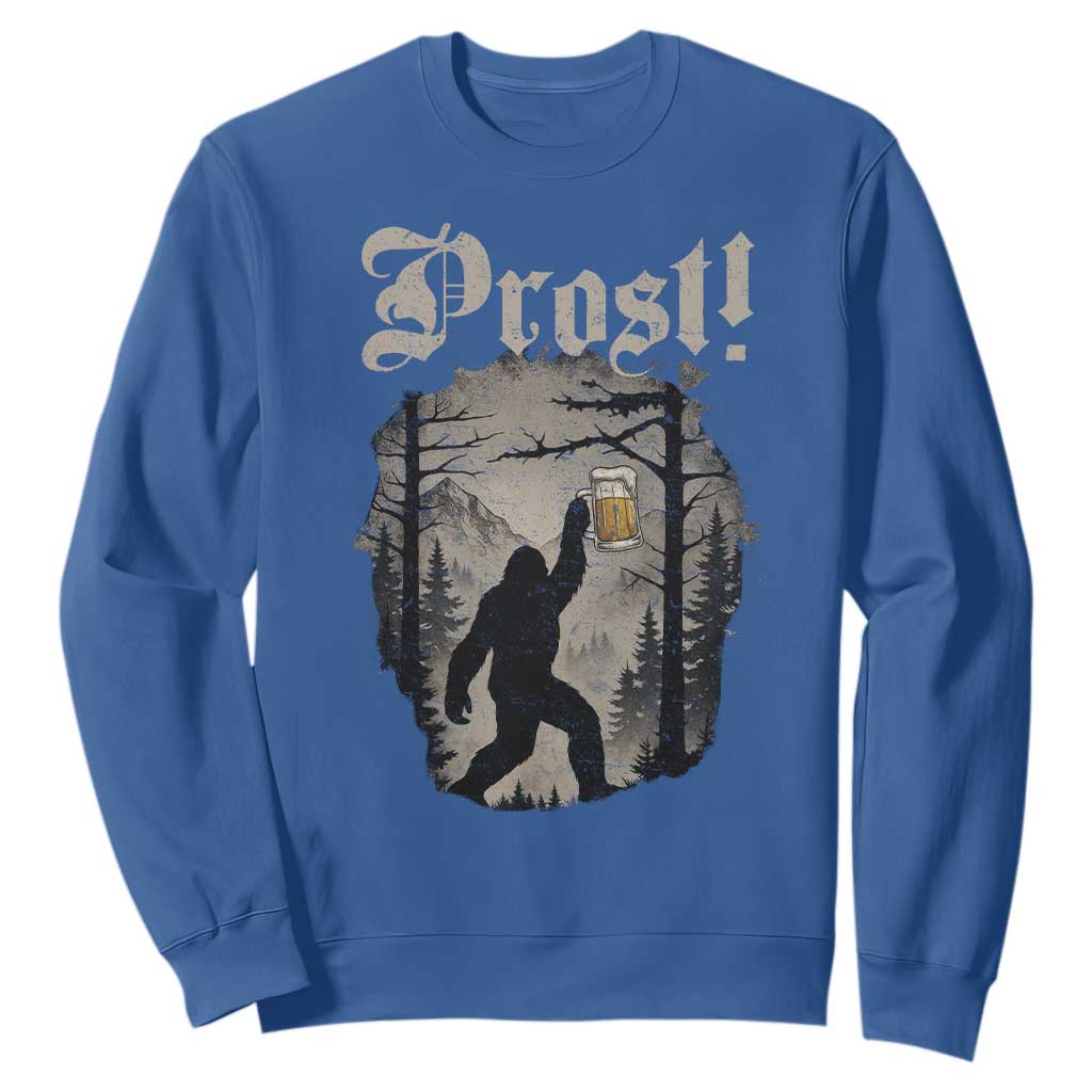 Oktoberfest Bigfoot Sweatshirt Vintage Forest Sasquatch Drinking Prost TS10 Royal Blue Print Your Wear