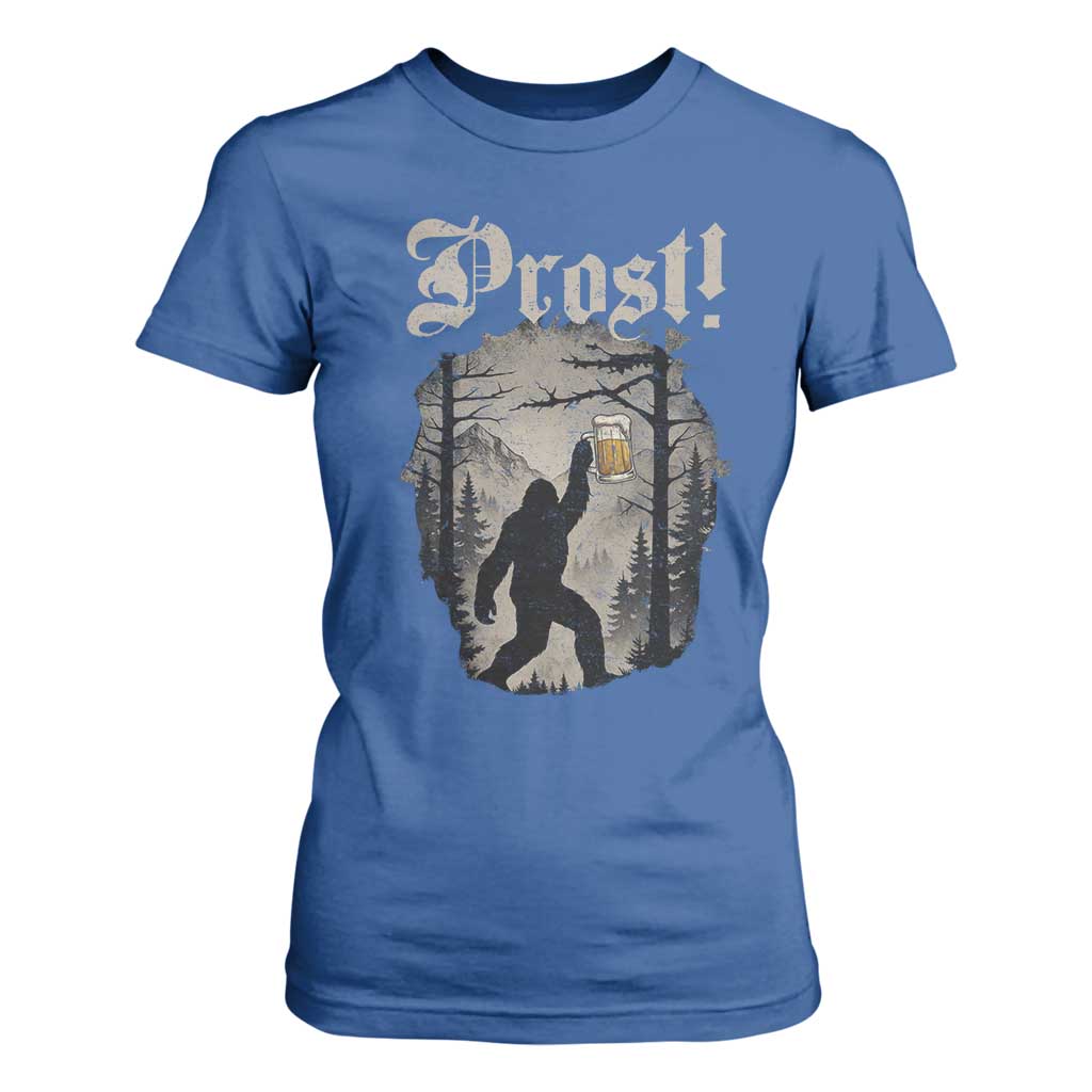Oktoberfest Bigfoot T Shirt For Women Vintage Forest Sasquatch Drinking Prost TS10 Royal Blue Print Your Wear
