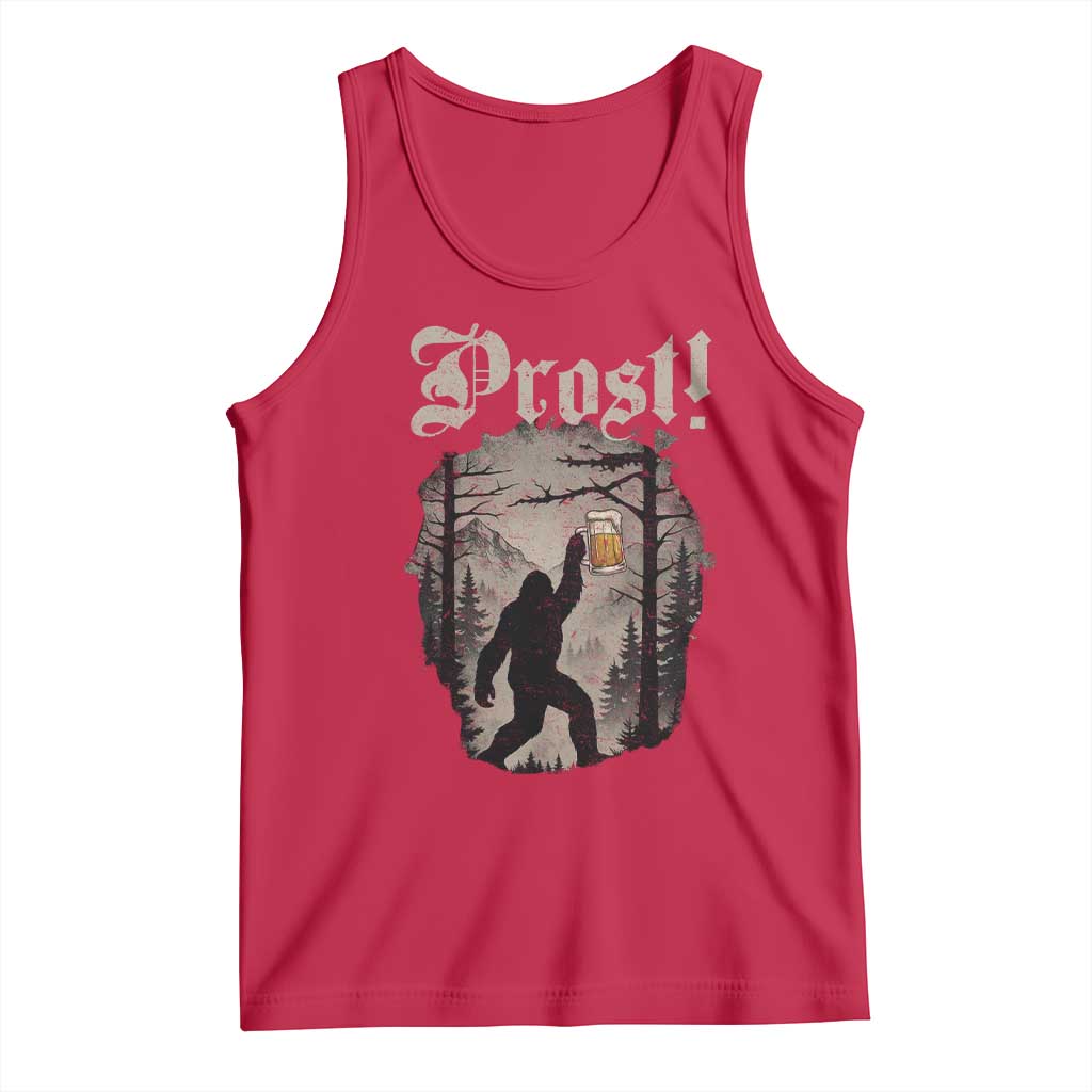 Oktoberfest Bigfoot Tank Top Vintage Forest Sasquatch Drinking Prost TS10 Red Print Your Wear