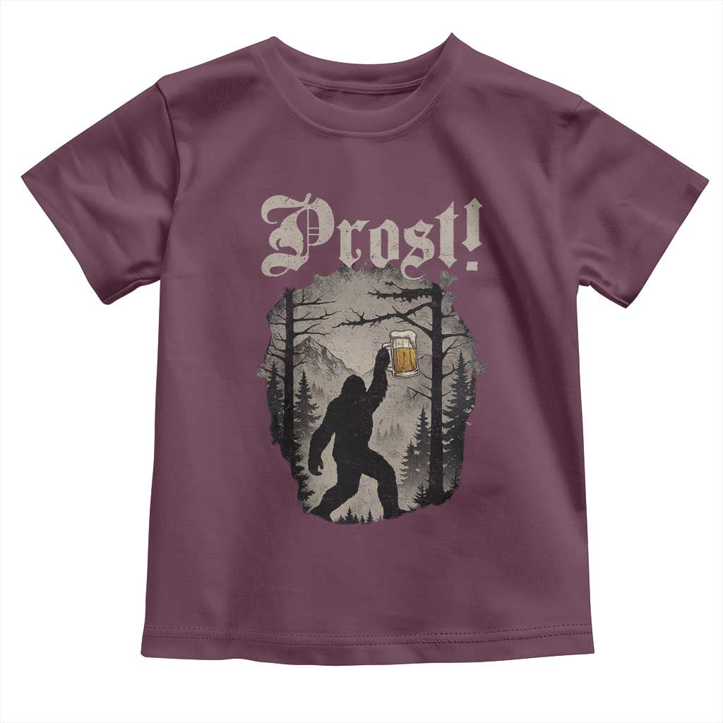 Oktoberfest Bigfoot Toddler T Shirt Vintage Forest Sasquatch Drinking Prost TS10 Maroon Print Your Wear