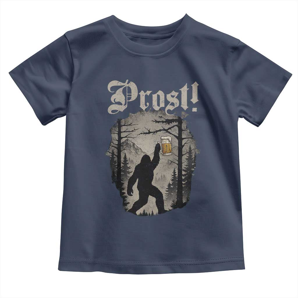 Oktoberfest Bigfoot Toddler T Shirt Vintage Forest Sasquatch Drinking Prost TS10 Navy Print Your Wear