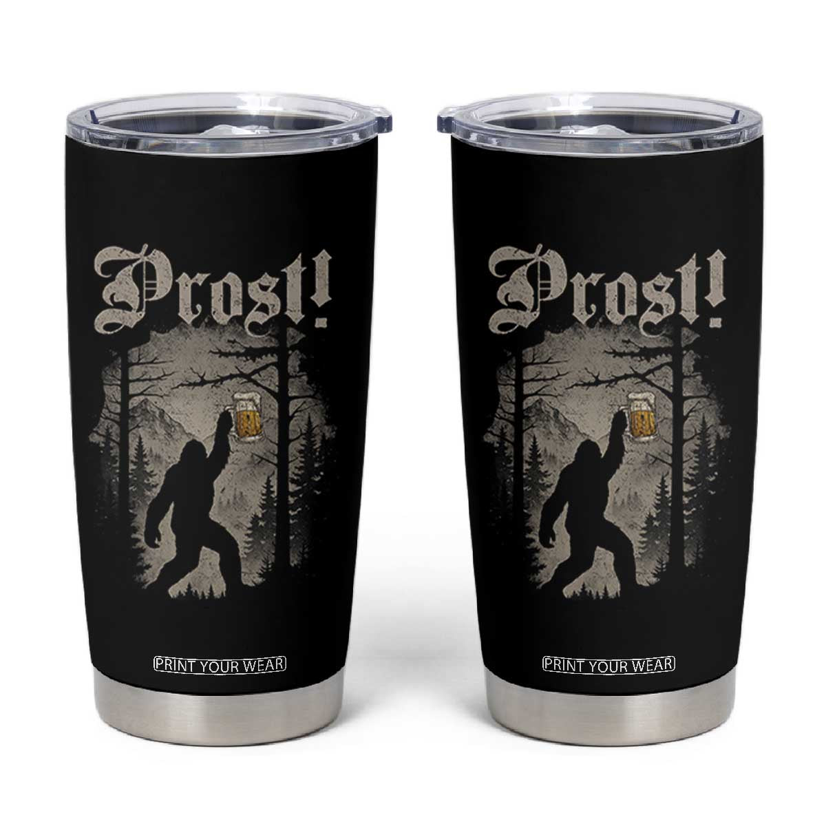 Oktoberfest Bigfoot Tumbler Cup Vintage Forest Sasquatch Drinking Prost TS10 Black Print Your Wear
