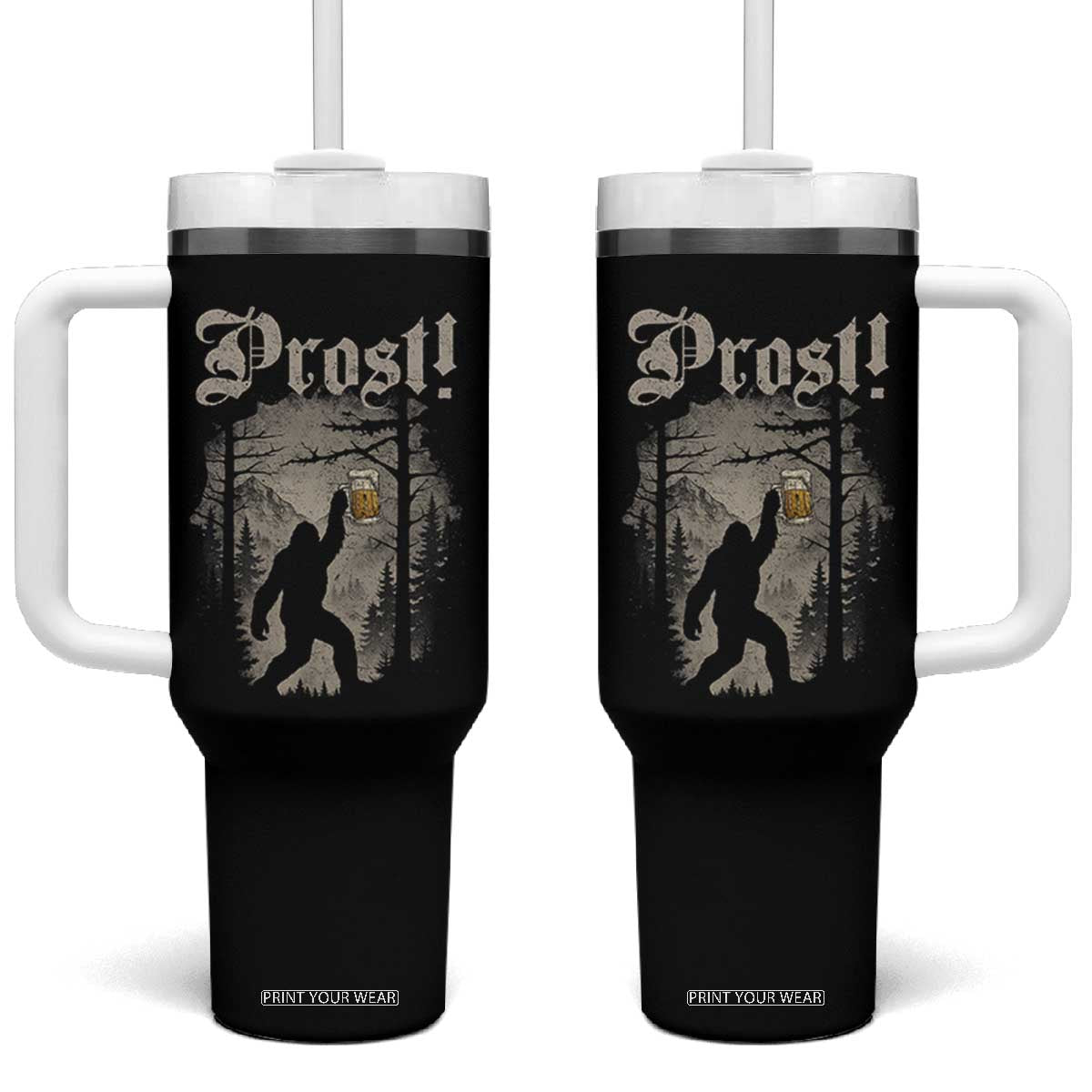 Oktoberfest Bigfoot Tumbler With Handle Vintage Forest Sasquatch Drinking Prost TS10 One Size: 40 oz Black Print Your Wear