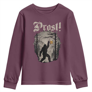 Oktoberfest Bigfoot Youth Sweatshirt Vintage Forest Sasquatch Drinking Prost TS10 Maroon Print Your Wear