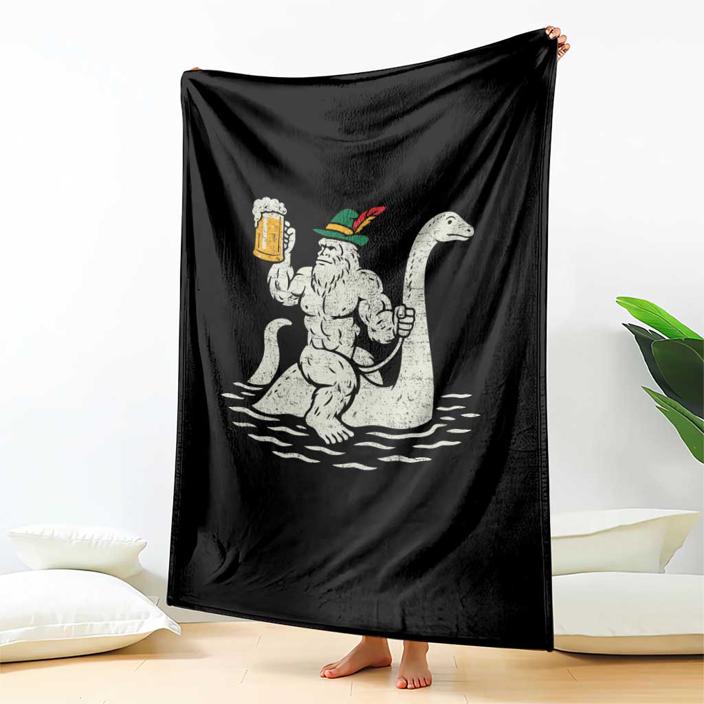 Funny Bigfoot Loch Ness Monster Oktoberfest Throw Blanket German Oktoberfest Sasquatch Drinking TS10 Print Your Wear