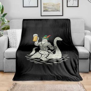 Funny Bigfoot Loch Ness Monster Oktoberfest Throw Blanket German Oktoberfest Sasquatch Drinking TS10 Print Your Wear