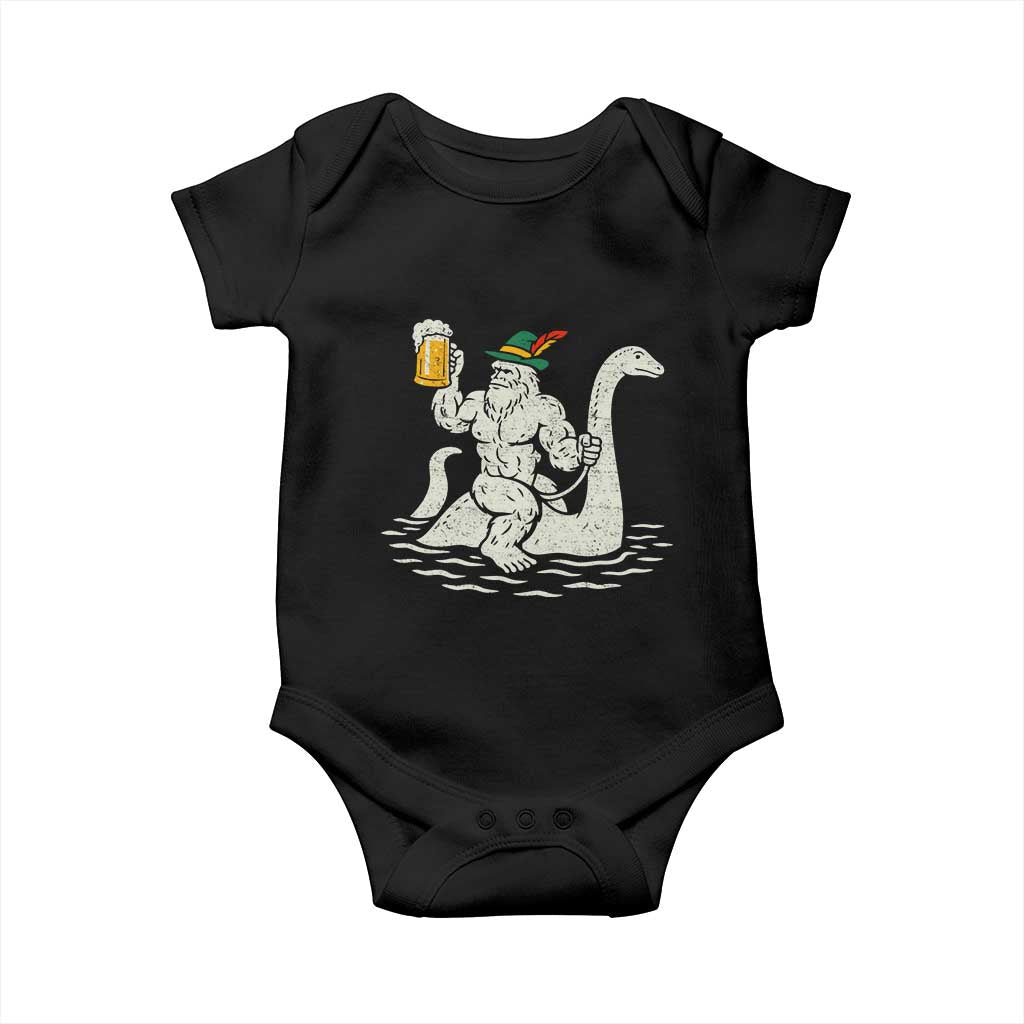 Funny Bigfoot Loch Ness Monster Oktoberfest Baby Onesie German Oktoberfest Sasquatch Drinking TS10 Black Print Your Wear