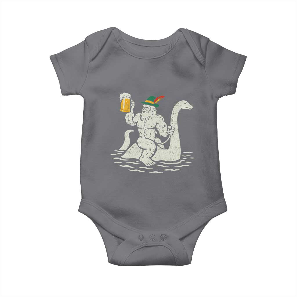 Funny Bigfoot Loch Ness Monster Oktoberfest Baby Onesie German Oktoberfest Sasquatch Drinking TS10 Charcoal Print Your Wear