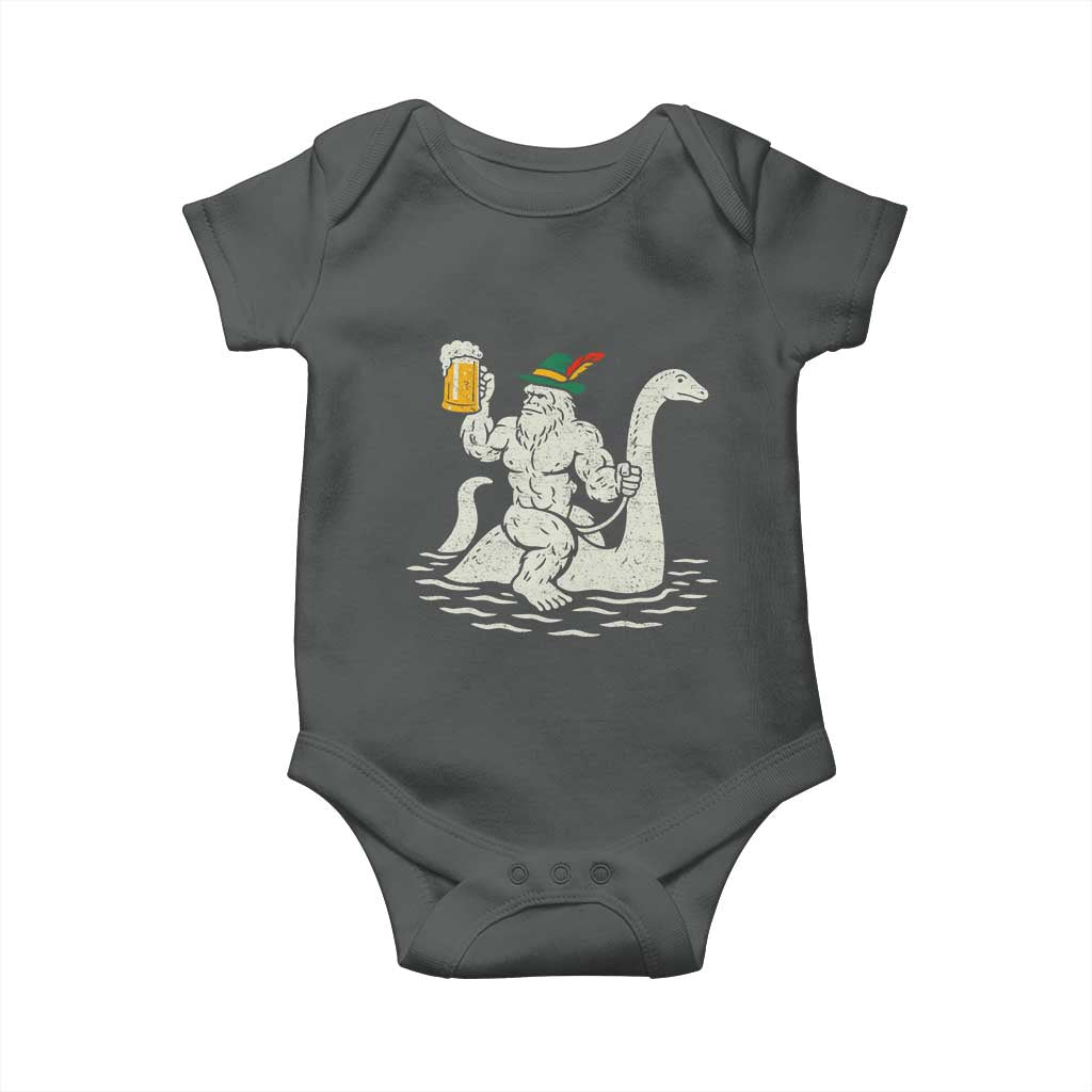 Funny Bigfoot Loch Ness Monster Oktoberfest Baby Onesie German Oktoberfest Sasquatch Drinking TS10 Dark Heather Print Your Wear