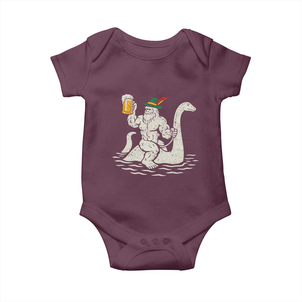 Funny Bigfoot Loch Ness Monster Oktoberfest Baby Onesie German Oktoberfest Sasquatch Drinking TS10 Maroon Print Your Wear