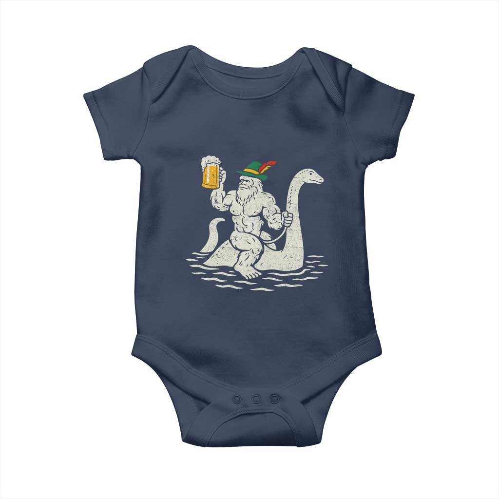 Funny Bigfoot Loch Ness Monster Oktoberfest Baby Onesie German Oktoberfest Sasquatch Drinking TS10 Navy Print Your Wear