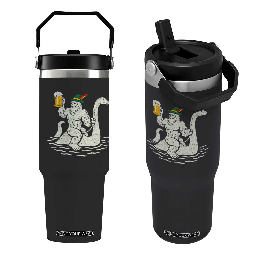 Funny Bigfoot Loch Ness Monster Oktoberfest Flip Straw Tumbler German Oktoberfest Sasquatch Drinking TS10 One Size: 30 oz Black Print Your Wear