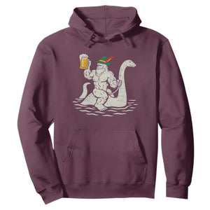 Funny Bigfoot Loch Ness Monster Oktoberfest Hoodie German Oktoberfest Sasquatch Drinking TS10 Maroon Print Your Wear