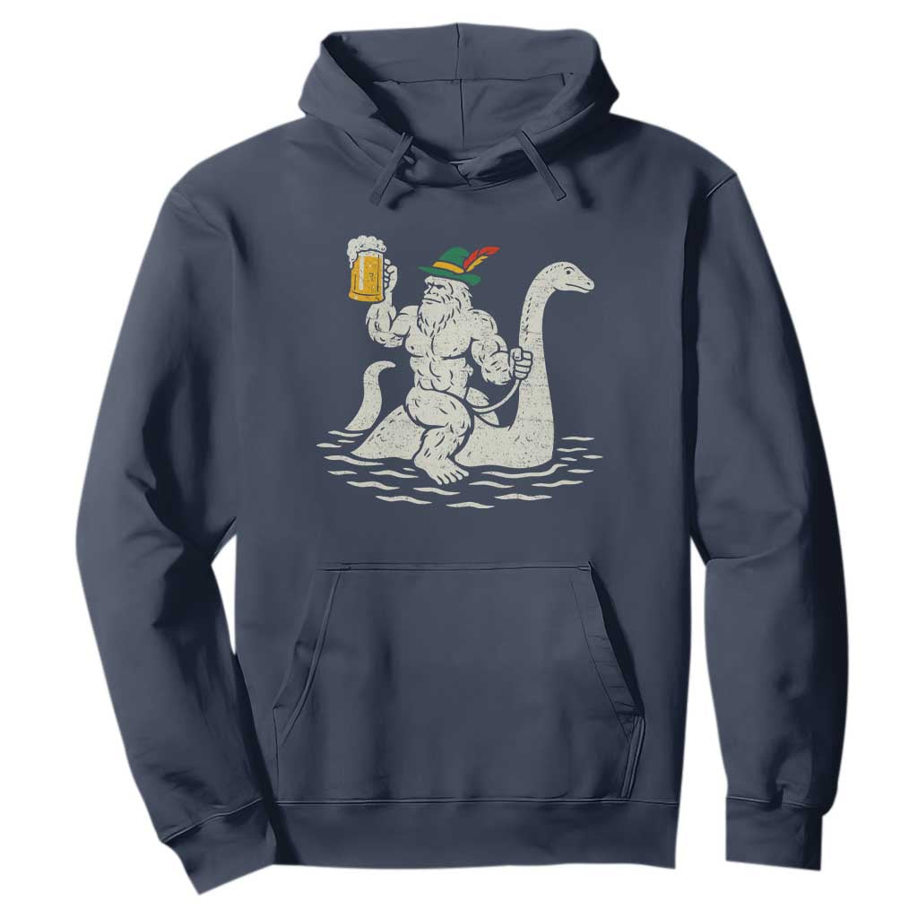 Funny Bigfoot Loch Ness Monster Oktoberfest Hoodie German Oktoberfest Sasquatch Drinking TS10 Navy Print Your Wear