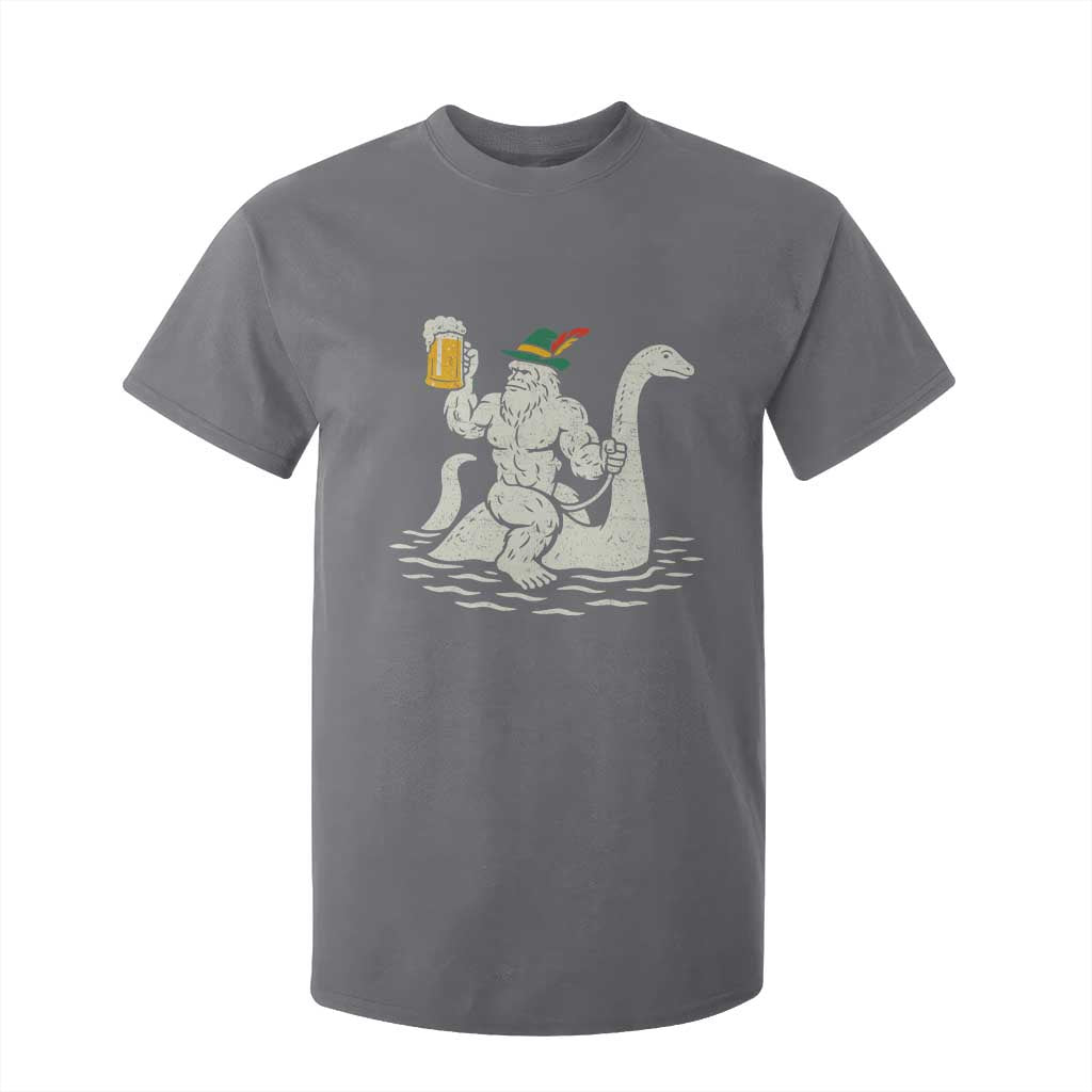 Funny Bigfoot Loch Ness Monster Oktoberfest T Shirt For Kid German Oktoberfest Sasquatch Drinking TS10 Charcoal Print Your Wear