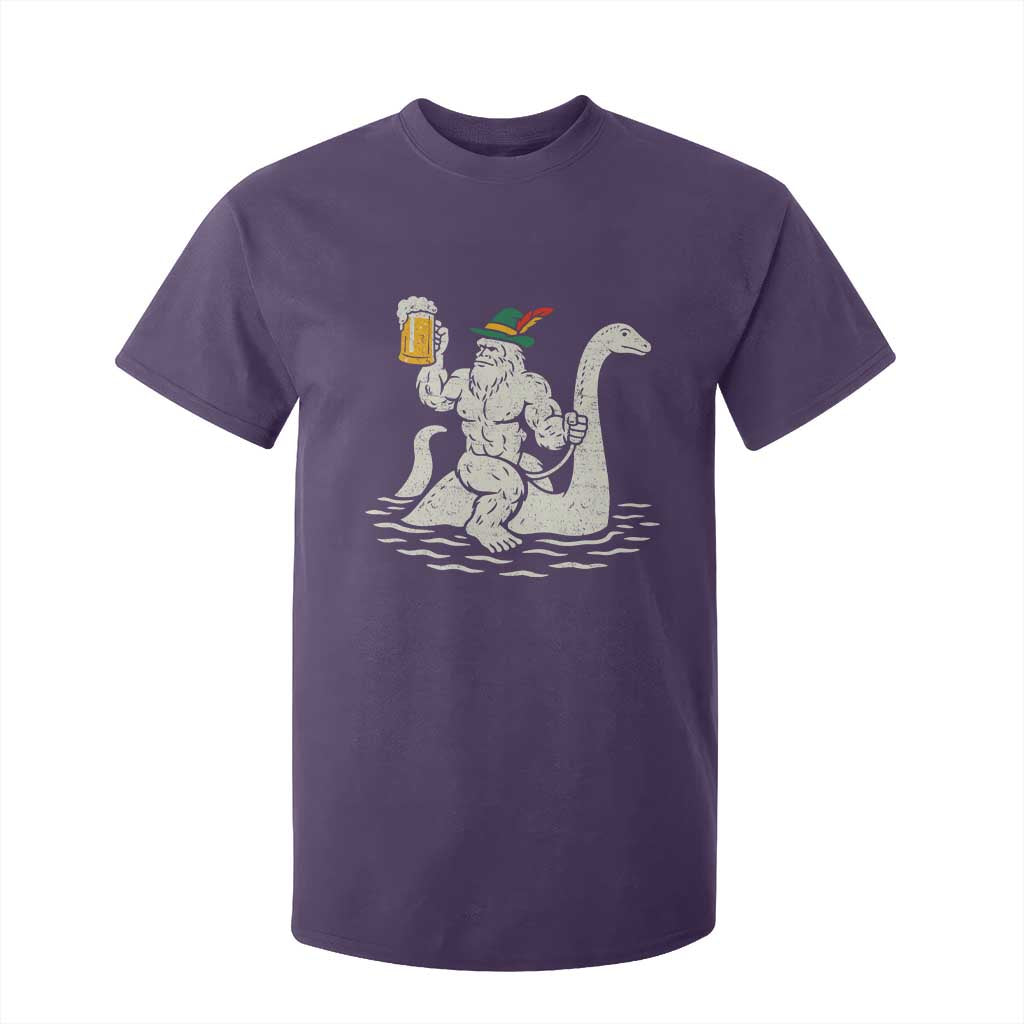 Funny Bigfoot Loch Ness Monster Oktoberfest T Shirt For Kid German Oktoberfest Sasquatch Drinking TS10 Purple Print Your Wear