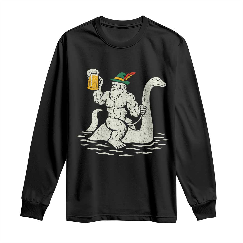 Funny Bigfoot Loch Ness Monster Oktoberfest Long Sleeve Shirt German Oktoberfest Sasquatch Drinking TS10 Black Print Your Wear