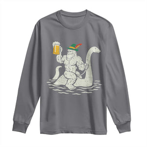Funny Bigfoot Loch Ness Monster Oktoberfest Long Sleeve Shirt German Oktoberfest Sasquatch Drinking TS10 Charcoal Print Your Wear