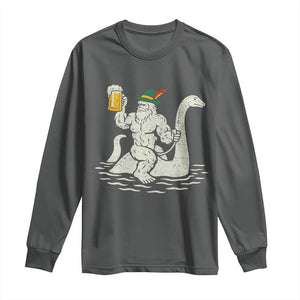 Funny Bigfoot Loch Ness Monster Oktoberfest Long Sleeve Shirt German Oktoberfest Sasquatch Drinking TS10 Dark Heather Print Your Wear