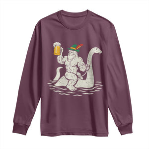 Funny Bigfoot Loch Ness Monster Oktoberfest Long Sleeve Shirt German Oktoberfest Sasquatch Drinking TS10 Maroon Print Your Wear