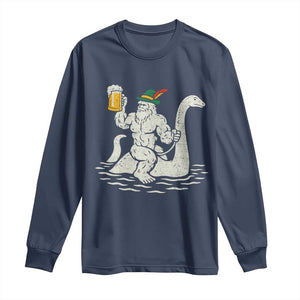 Funny Bigfoot Loch Ness Monster Oktoberfest Long Sleeve Shirt German Oktoberfest Sasquatch Drinking TS10 Navy Print Your Wear