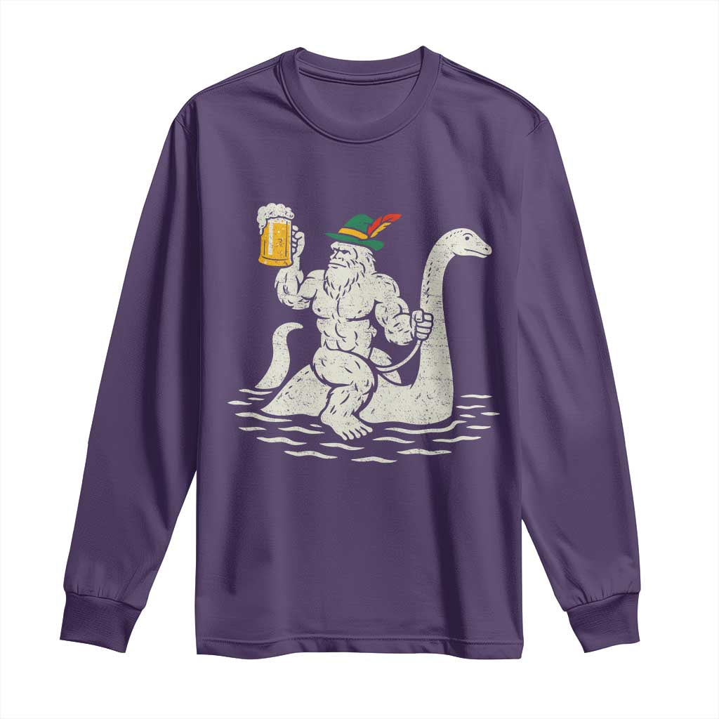 Funny Bigfoot Loch Ness Monster Oktoberfest Long Sleeve Shirt German Oktoberfest Sasquatch Drinking TS10 Purple Print Your Wear