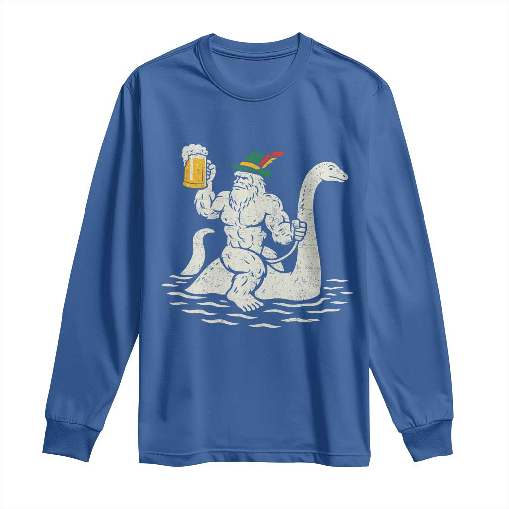 Funny Bigfoot Loch Ness Monster Oktoberfest Long Sleeve Shirt German Oktoberfest Sasquatch Drinking TS10 Royal Blue Print Your Wear