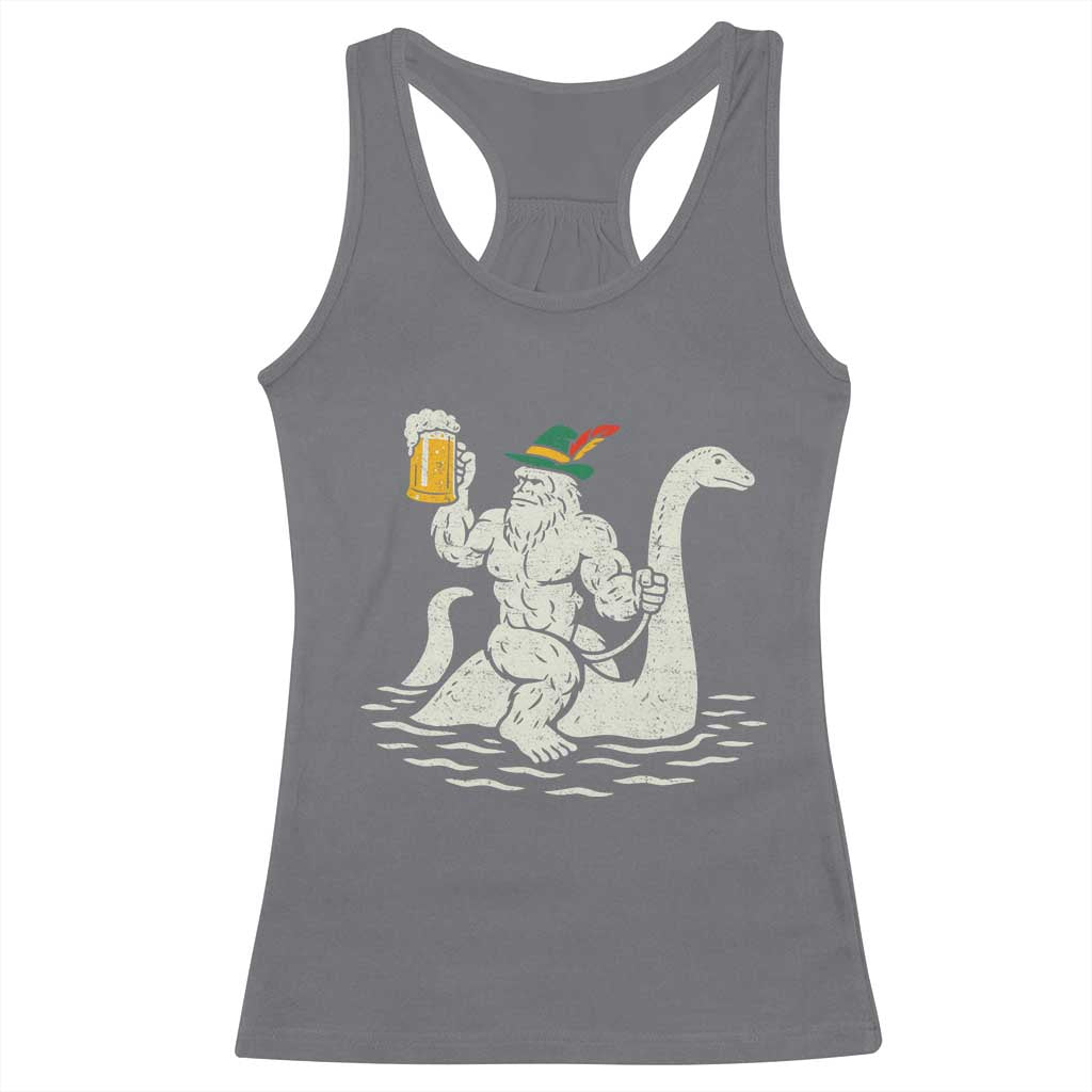 Funny Bigfoot Loch Ness Monster Oktoberfest Racerback Tank Top German Oktoberfest Sasquatch Drinking TS10 Charcoal Print Your Wear