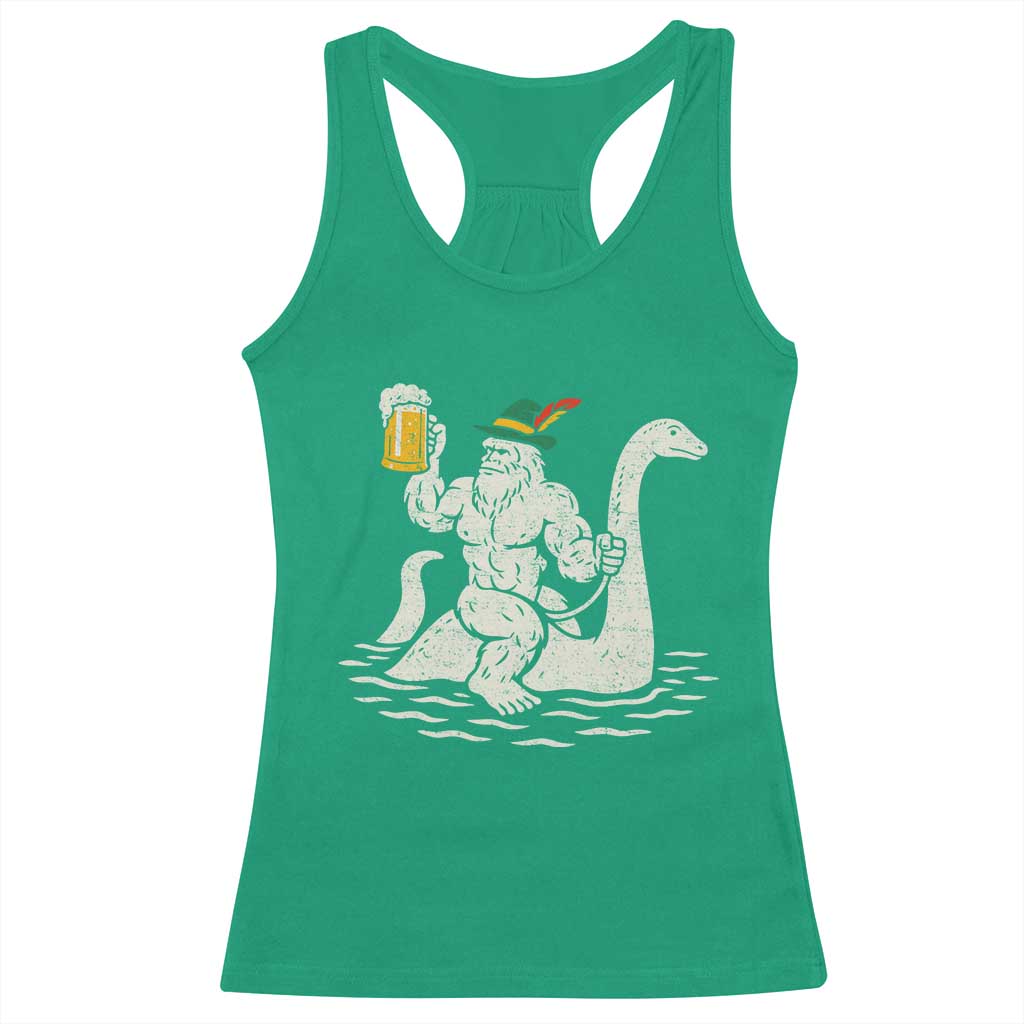Funny Bigfoot Loch Ness Monster Oktoberfest Racerback Tank Top German Oktoberfest Sasquatch Drinking TS10 Irish Green Print Your Wear
