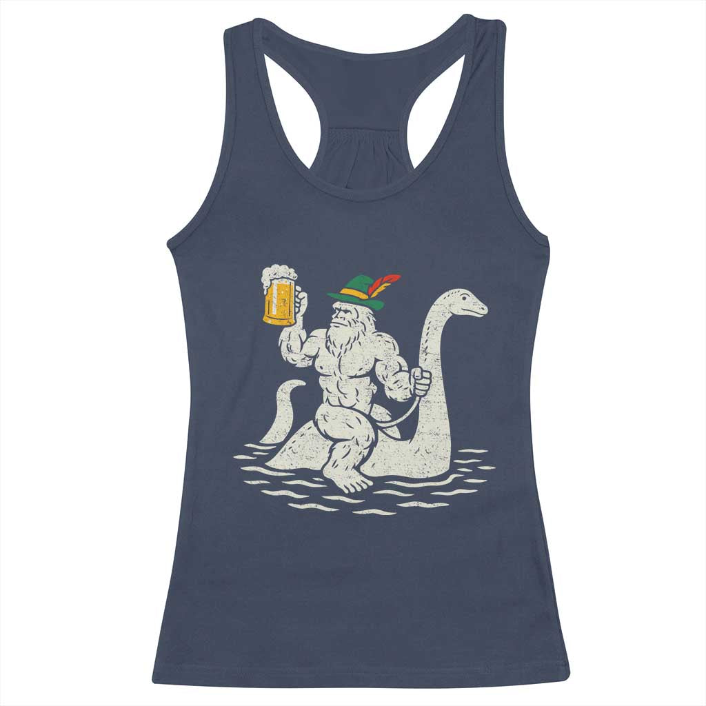 Funny Bigfoot Loch Ness Monster Oktoberfest Racerback Tank Top German Oktoberfest Sasquatch Drinking TS10 Navy Print Your Wear