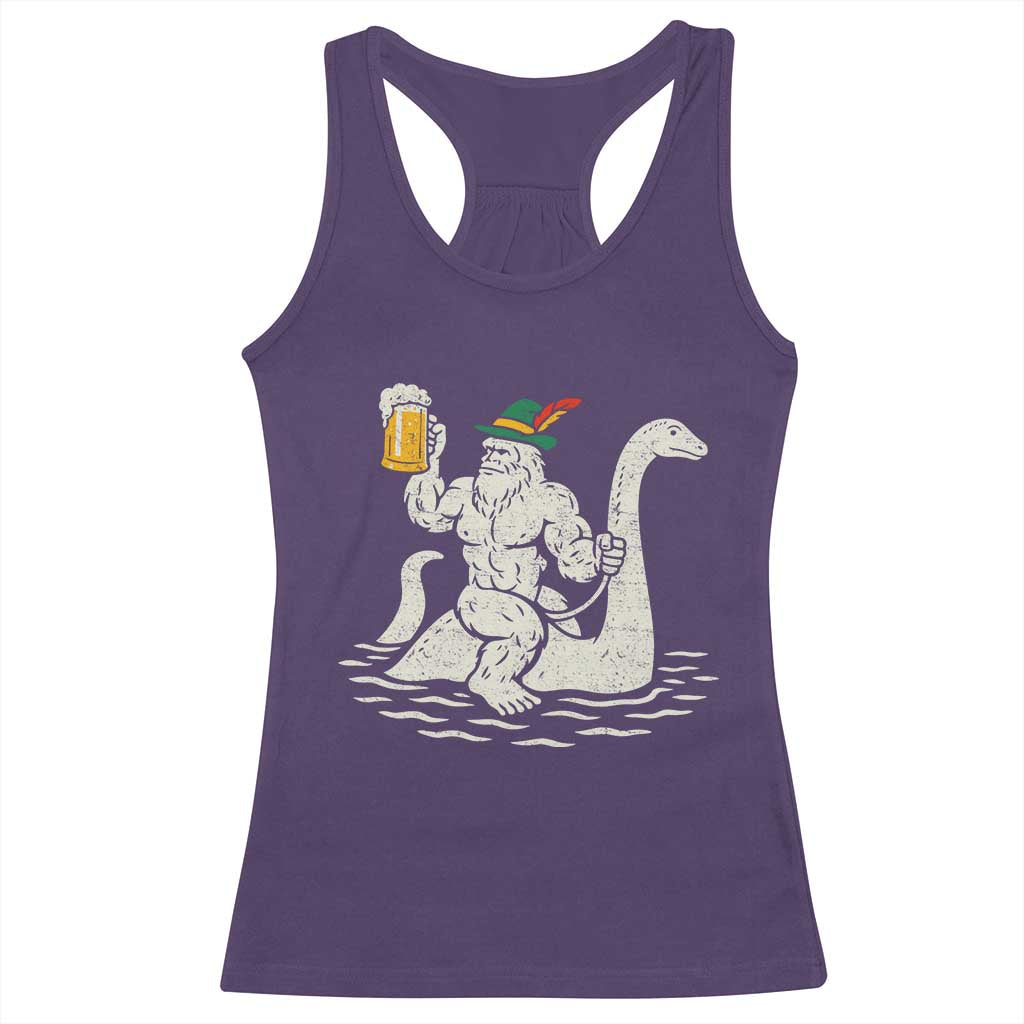 Funny Bigfoot Loch Ness Monster Oktoberfest Racerback Tank Top German Oktoberfest Sasquatch Drinking TS10 Purple Print Your Wear