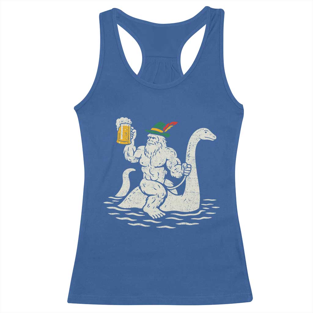 Funny Bigfoot Loch Ness Monster Oktoberfest Racerback Tank Top German Oktoberfest Sasquatch Drinking TS10 Royal Blue Print Your Wear