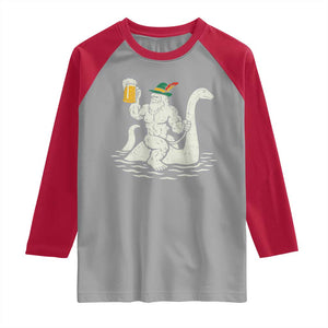 Funny Bigfoot Loch Ness Monster Oktoberfest Raglan Shirt German Oktoberfest Sasquatch Drinking TS10 Sport Gray Red Print Your Wear