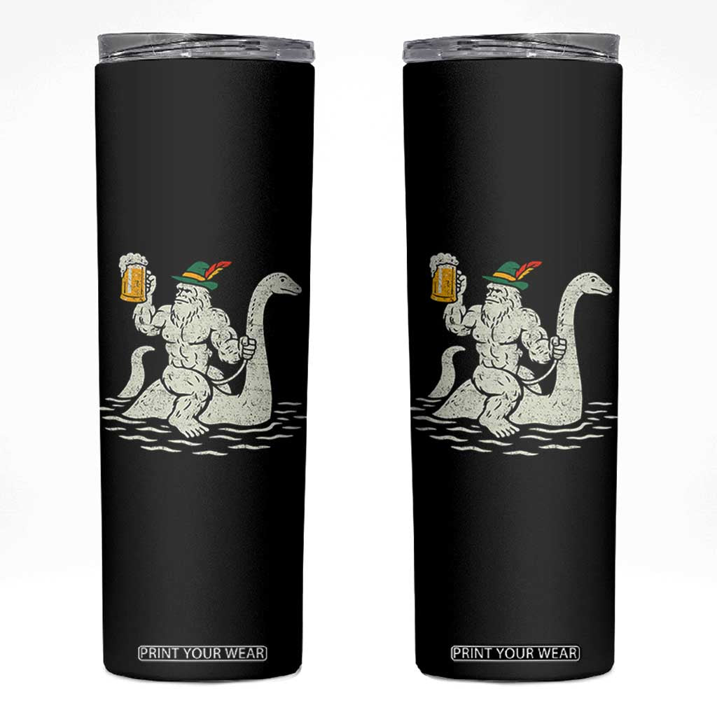Funny Bigfoot Loch Ness Monster Oktoberfest Skinny Tumbler German Oktoberfest Sasquatch Drinking TS10 Black Print Your Wear