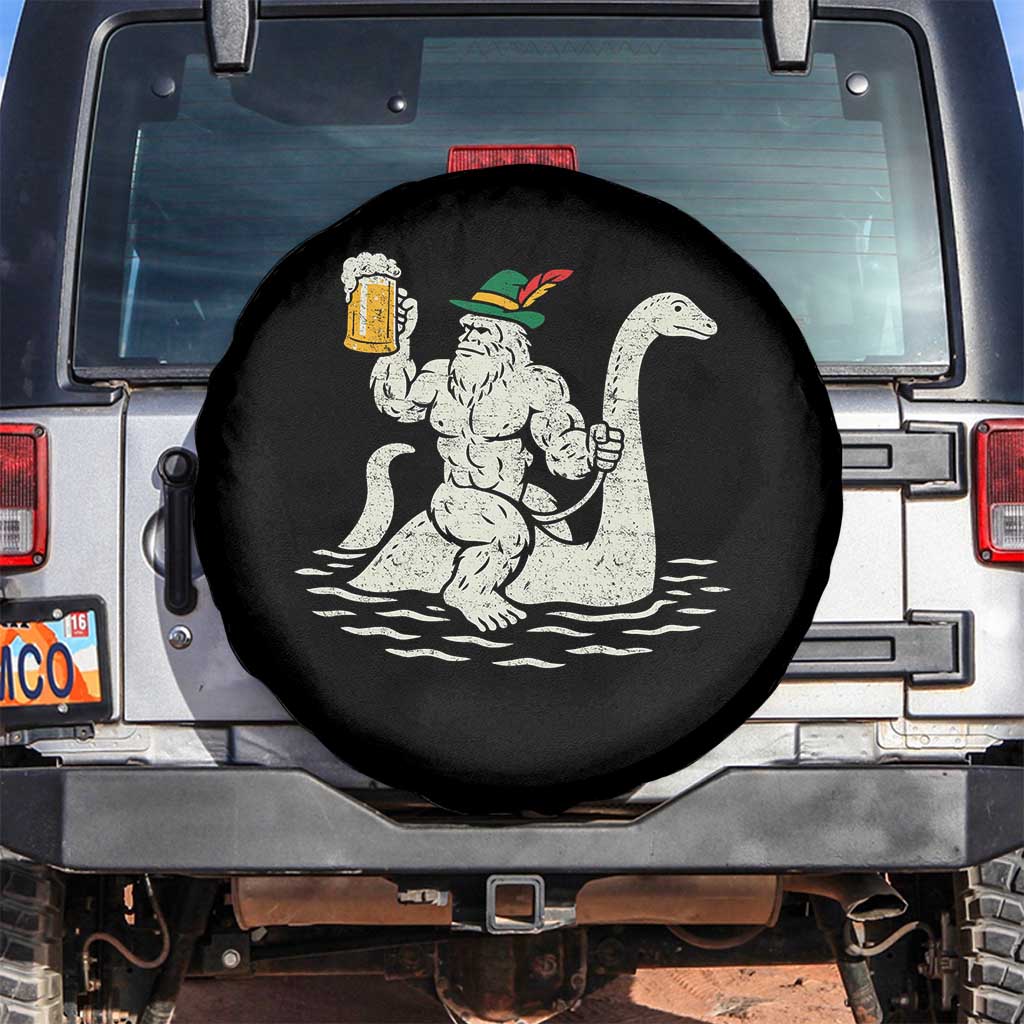 Funny Bigfoot Loch Ness Monster Oktoberfest Spare Tire Cover German Oktoberfest Sasquatch Drinking TS10 No hole Black Print Your Wear
