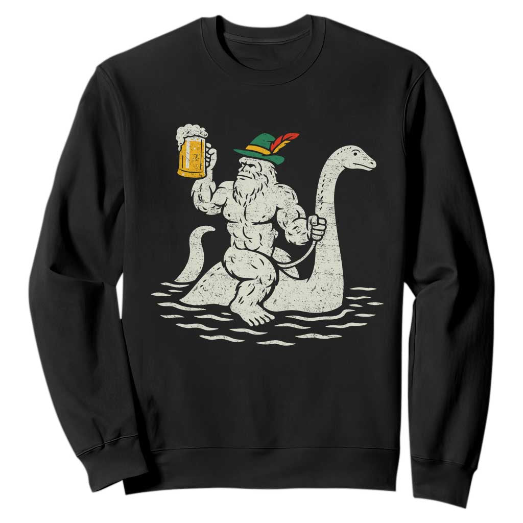Funny Bigfoot Loch Ness Monster Oktoberfest Sweatshirt German Oktoberfest Sasquatch Drinking TS10 Black Print Your Wear
