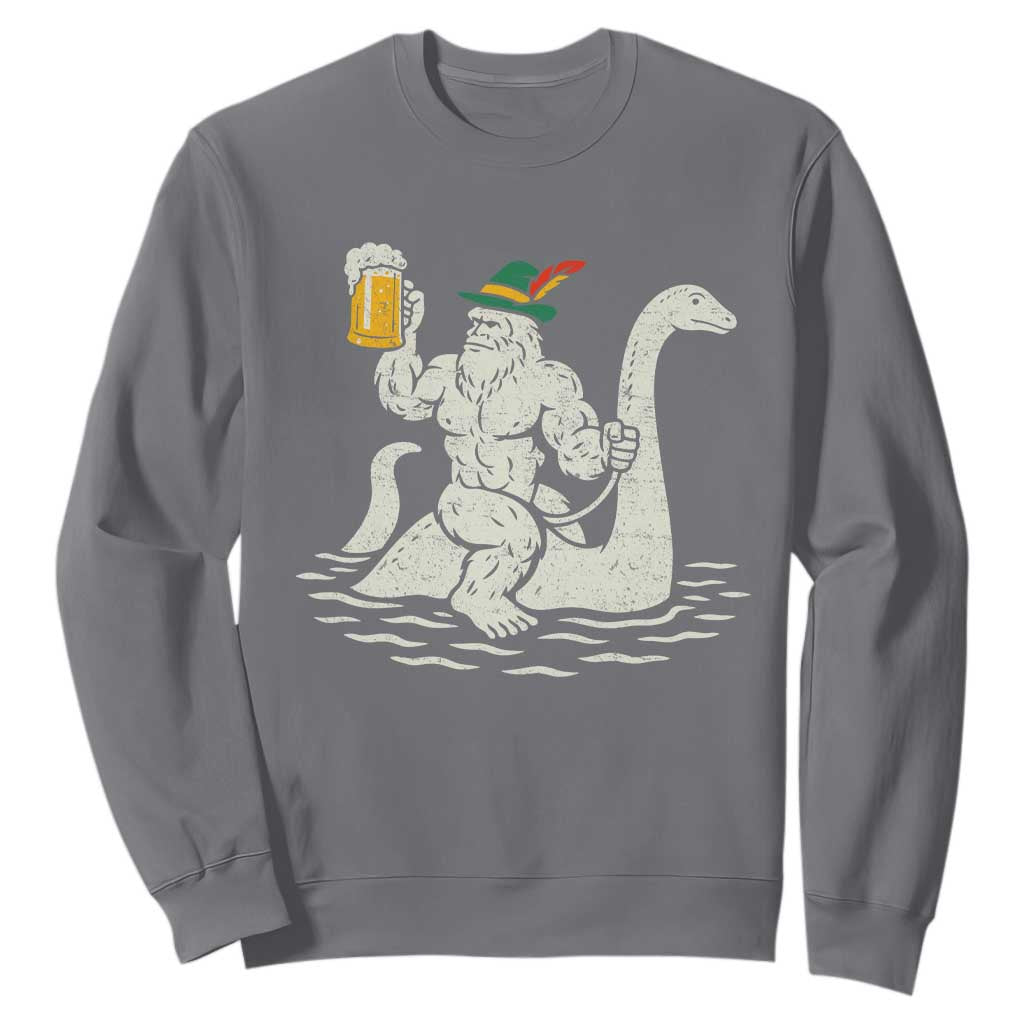Funny Bigfoot Loch Ness Monster Oktoberfest Sweatshirt German Oktoberfest Sasquatch Drinking TS10 Charcoal Print Your Wear