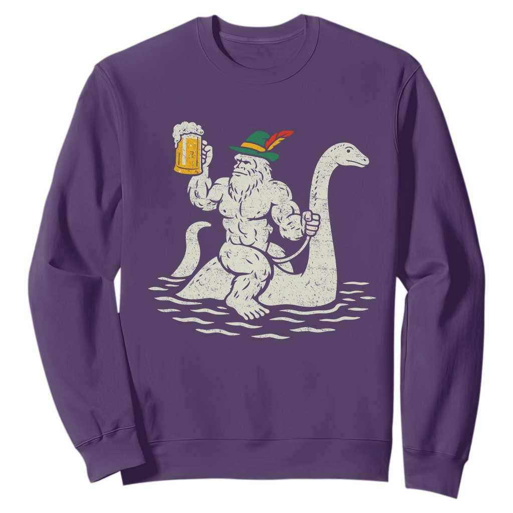 Funny Bigfoot Loch Ness Monster Oktoberfest Sweatshirt German Oktoberfest Sasquatch Drinking TS10 Purple Print Your Wear