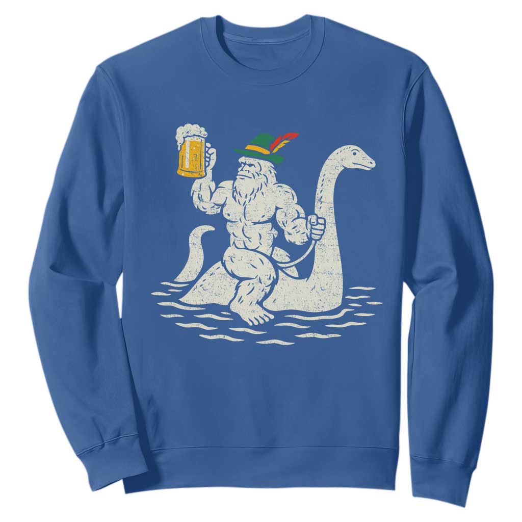 Funny Bigfoot Loch Ness Monster Oktoberfest Sweatshirt German Oktoberfest Sasquatch Drinking TS10 Royal Blue Print Your Wear